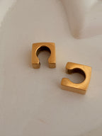 Chunky Gold Sqaure Earcuff Pair