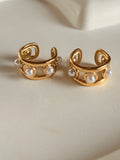 Elegant Gold Earcuff With Pearls