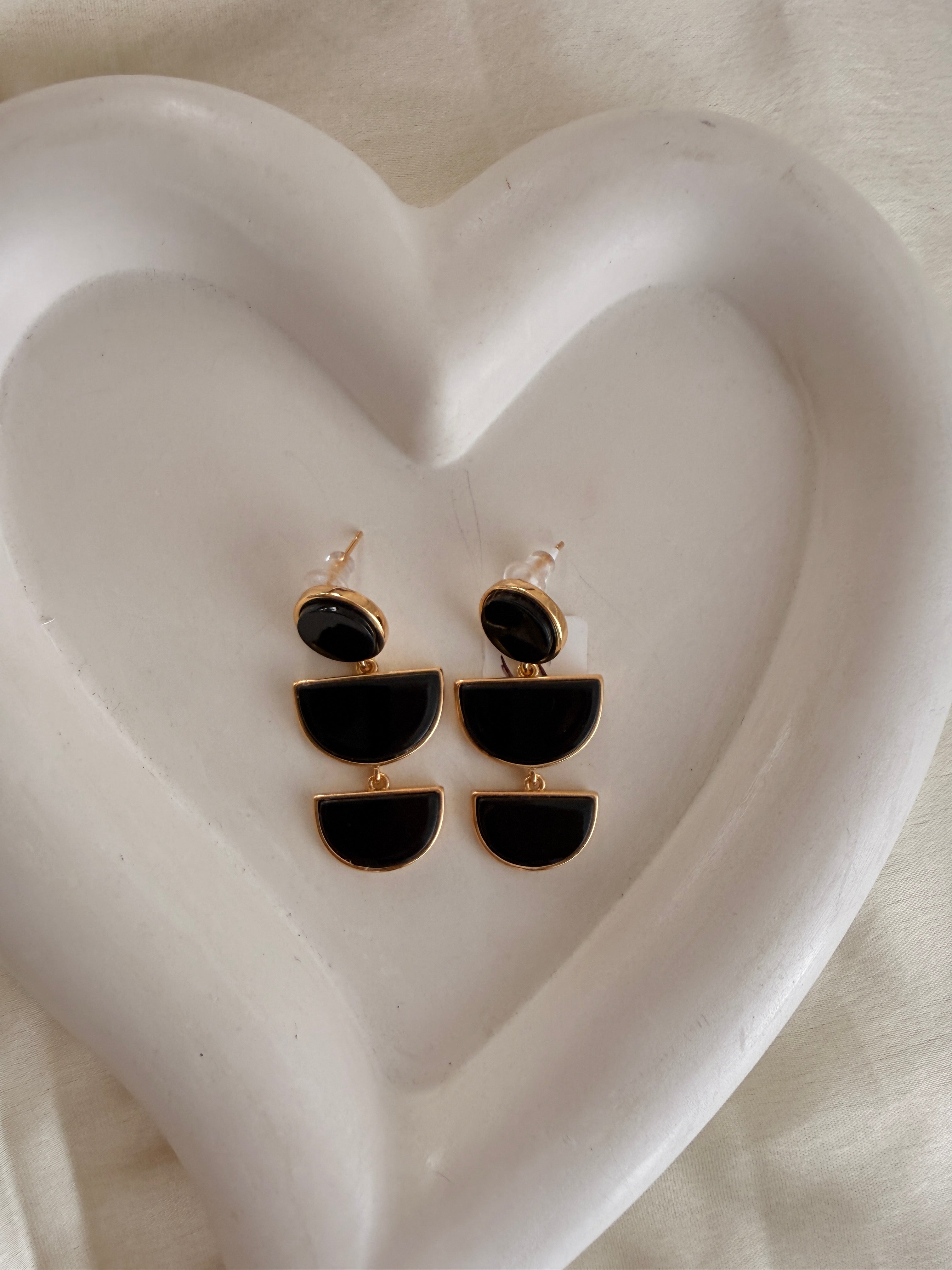 Black Triple Layer Earring