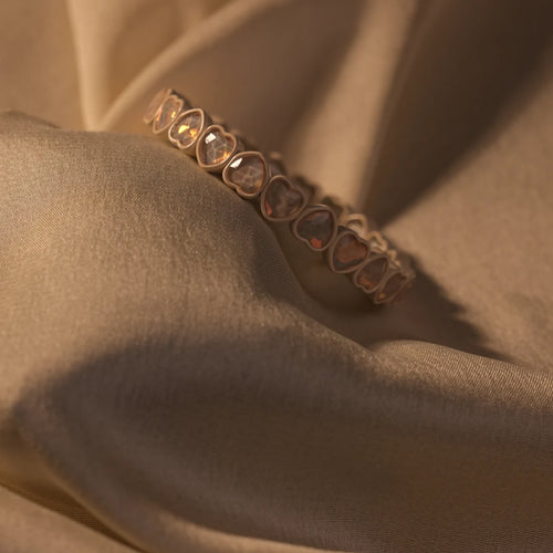 Amber Heart Crystal Eternity Gold Bangle - Buy Crystal Bangle Online India - Drattans
