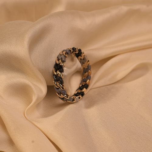 Black Grey Enamel Cuban Link Chain Gold Bangle - Buy Gold Bangle Online India - Drattans
