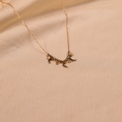 Celestial Moon Star Charm Ball Chain Gold Necklace - Buy Moon Necklace Online India - Drattans
