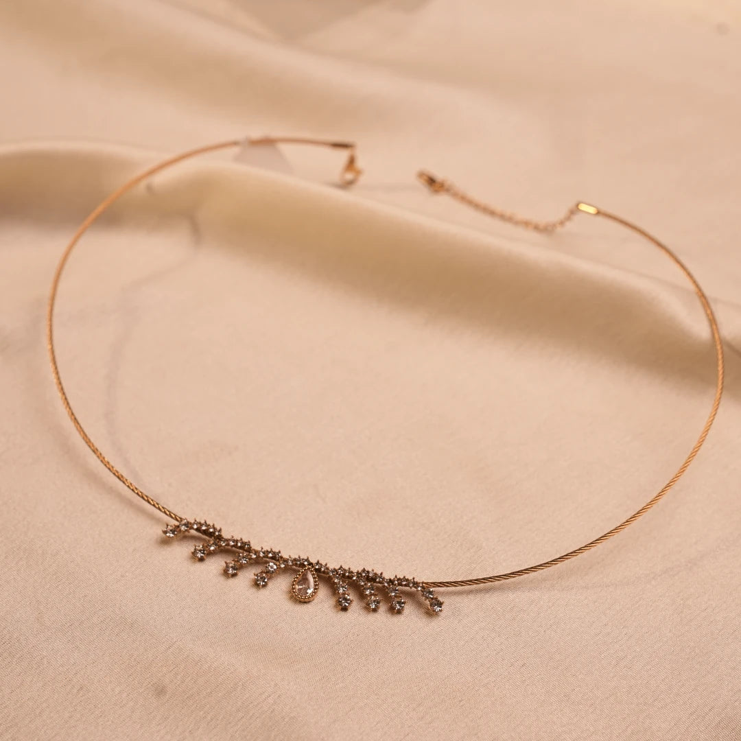 Crystal Botanical Spray Wire Choker Necklace - Buy Choker Necklace Online India - Drattans