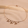 Crystal Leaf Charm Gold Wire Choker Necklace - Buy Choker Necklace Online India - Drattans