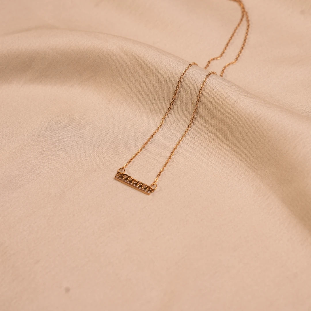Crystal Pavé Bar Pendant Gold Necklace - Buy Pendant Necklace Online India - Drattans