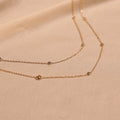 Double Layer Bezel Crystal Station Gold Necklace - Buy Crystal Necklace Online India - Drattans
