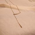 Gold Curved Bar Tassel Drop Lariat Necklace - Buy Lariat Necklace Online India - Drattans