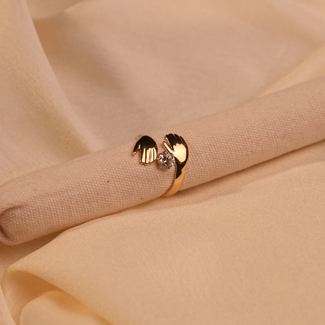Gold Open Wing Solitaire Crystal Ring - Buy Crystal Ring for Women Online India - Drattans