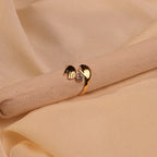 Gold Open Wing Solitaire Crystal Ring Side View - Buy Gold Ring Online India - Drattans