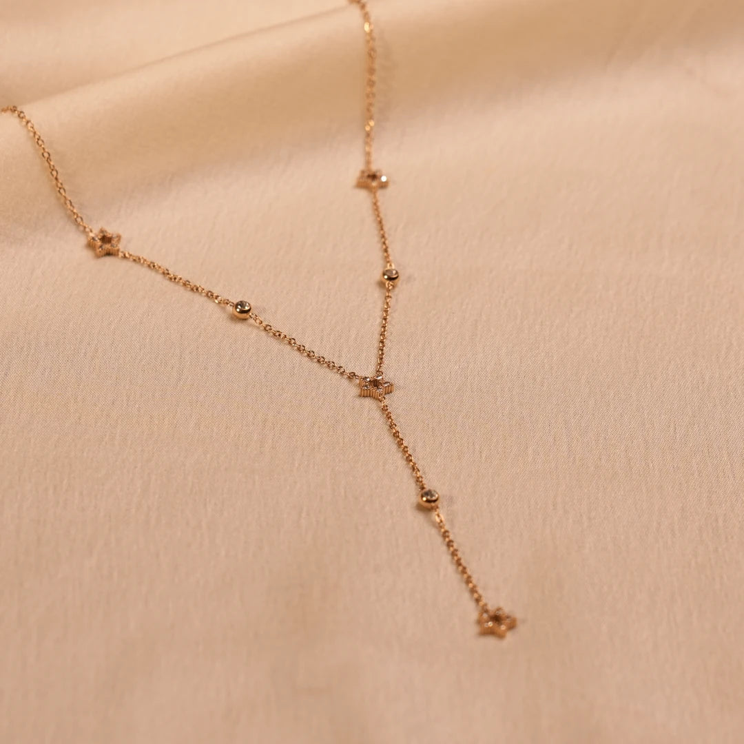 Gold Star Charm Crystal Lariat Y-Necklace - Buy Celestial Necklace Online India - Drattans