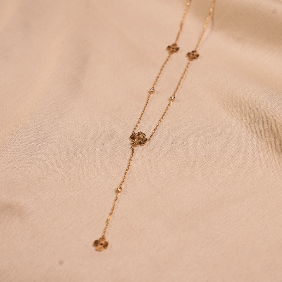Gold Sunburst Flower Lariat Y-Necklace - Buy Lariat Necklace Online India - Drattans