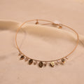 Hammered Leaf Pear Crystal Drop Wire Choker Necklace - Buy Wire Choker Online India - Drattans