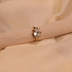 Large Oval Crystal Claw Prong Solitaire Gold Ring Angle - Buy Solitaire Ring Online India - Drattans