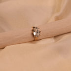 Large Oval Crystal Claw Prong Solitaire Gold Ring - Buy Cocktail Ring Online India - Drattans