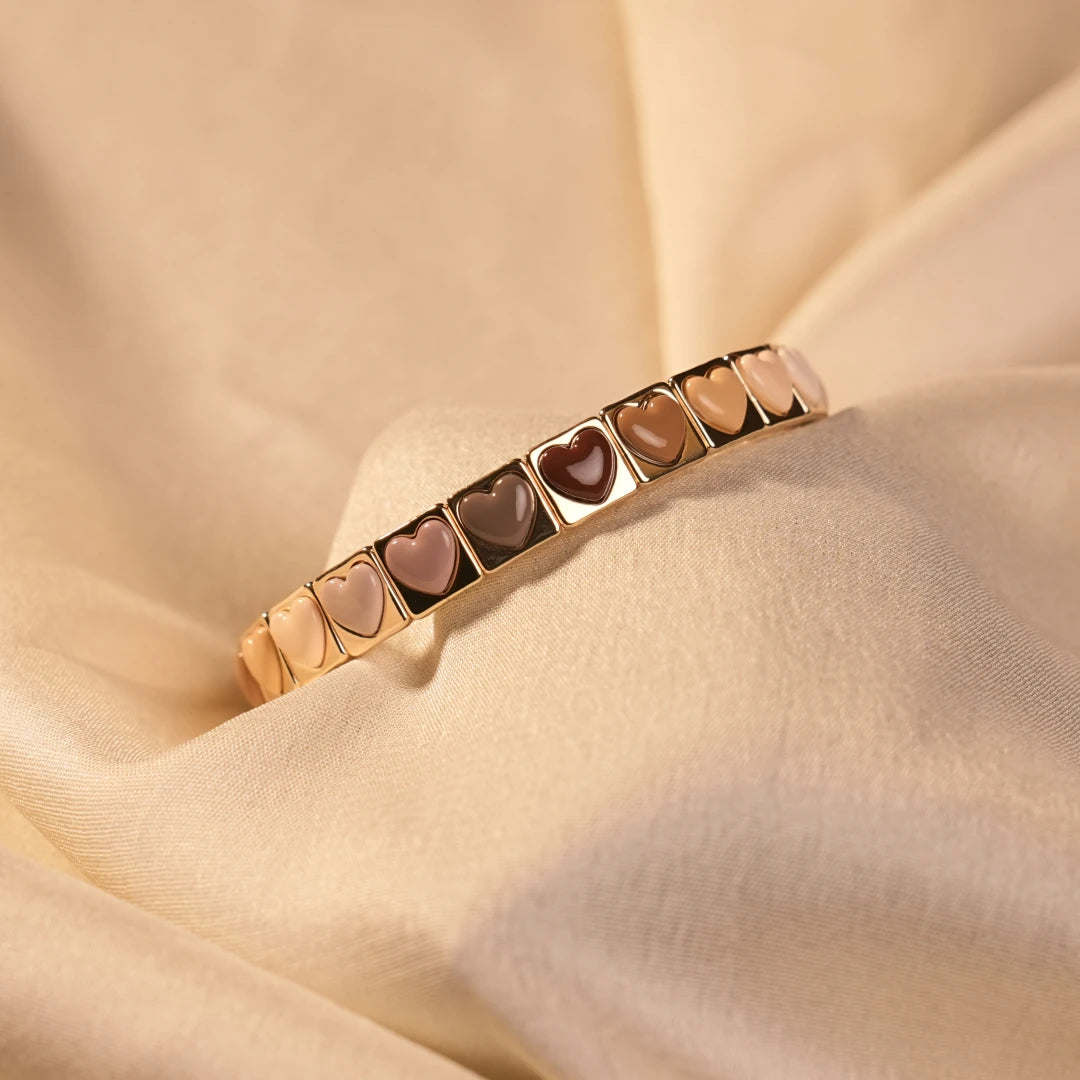 Ombre Heart Tile Gold Enamel Bangle - Buy Gold Bangle Online India - Drattans