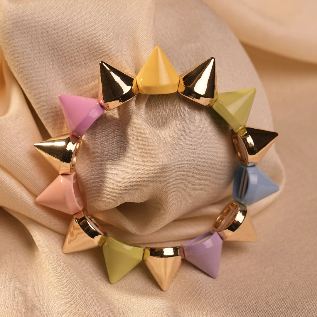 Pastel Multicolour Spike Stud Stretch Bracelet - Buy Bracelets for Women Online India - Drattans