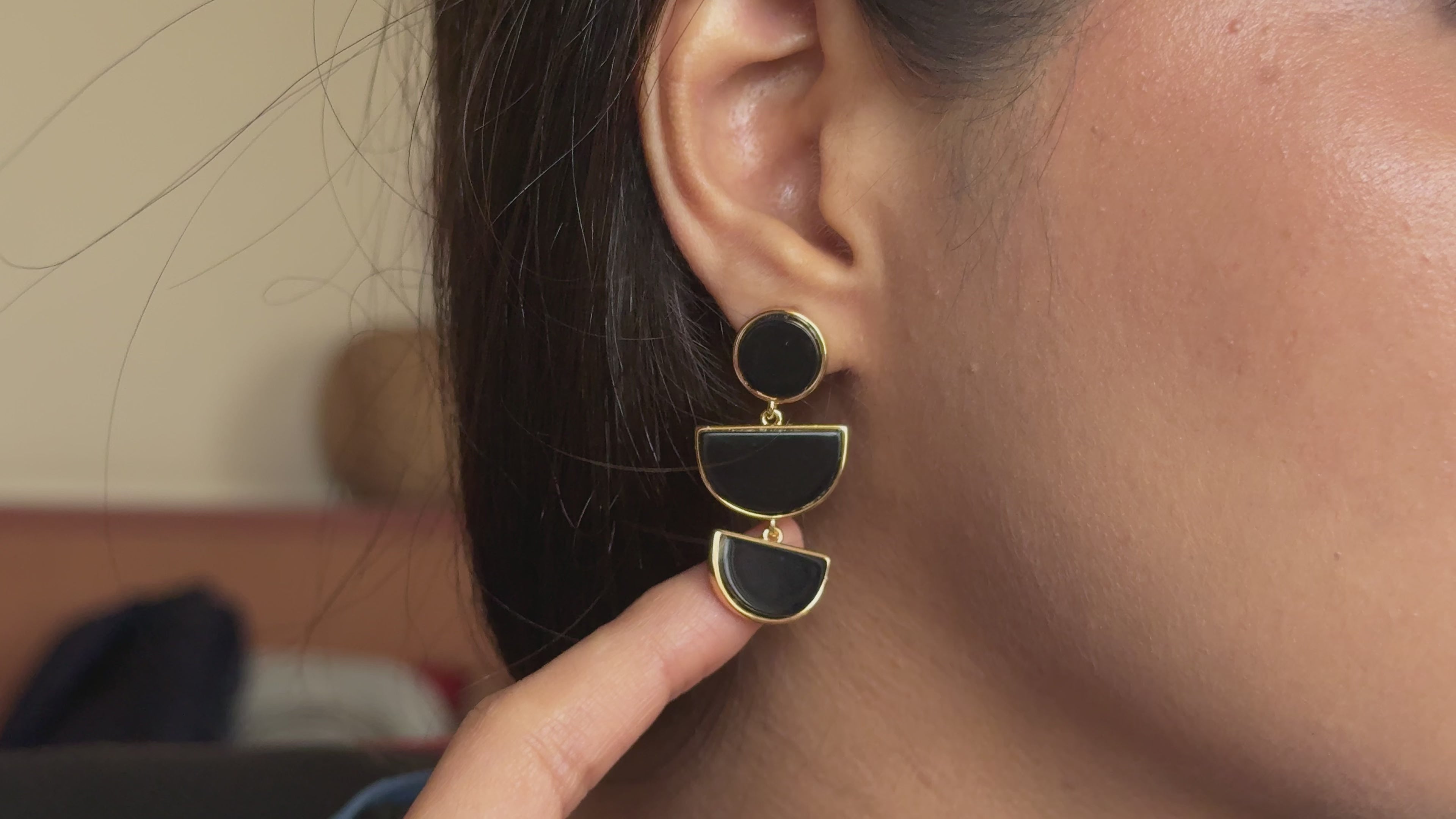 Black Triple Layer Earring