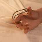 Triple Wave Gold Open Cuff Bracelet - Buy Bracelets for Women Online India - Drattans