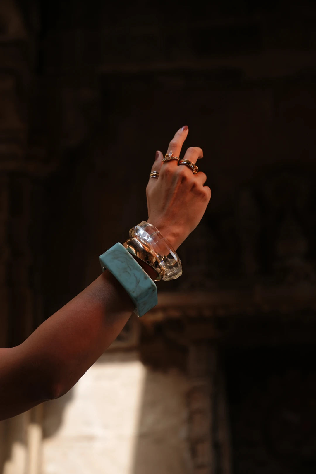 Turquoise Resin Chunky Stacking Bangle Set - Buy Bangle Set Online India - Drattans