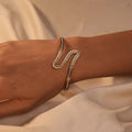 Twisted Crystal Pavé Full Wrap Gold Bangle - Buy Crystal Bangle Online India - Drattans